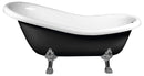Retro vrijstaand bad op pootjes 167,5×76×71 cm met poten in mat chroom en badkleur zwart/wit