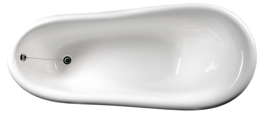 Retro vrijstaand bad op pootjes 147×69,5×67,5 cm met poten in wit en badkleur zwart/wit