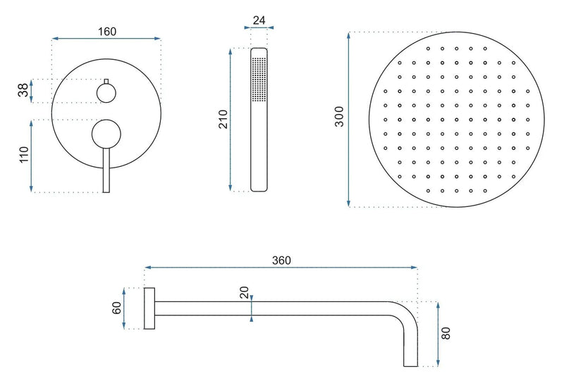 Inbouw regendoucheset Rea Lungo White  + BOX - View 8