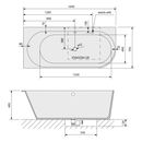 Sussi Vrijstaand Hoekbad 170x70x49,5cm Cast Marble Links Wit