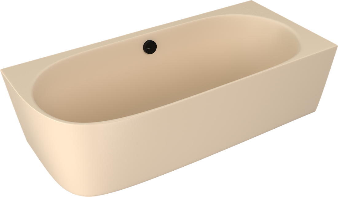 Sussi Vrijstaand Hoekbad 160x70x50cm Cast Marble Rechts Beige/Mat