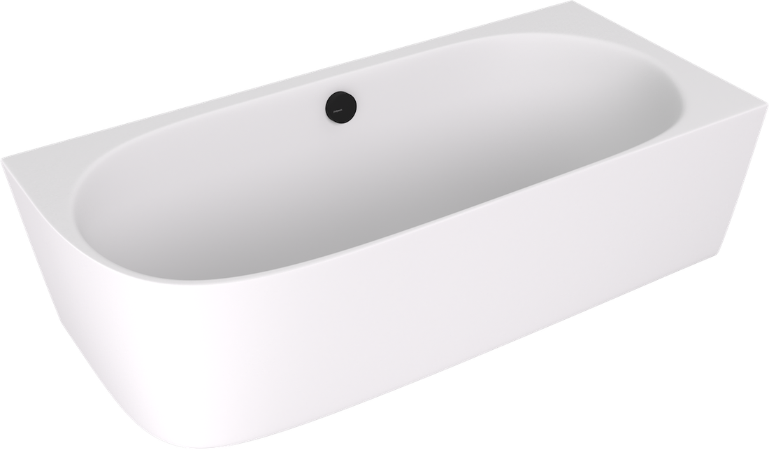 Sussi Vrijstaand Hoekbad 160x70x49,5cm Cast Marble Rechts Wit/Mat