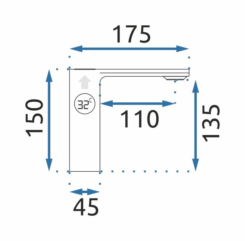 Wastafelkraan Rea Mils LCD Chrom Low - View 8