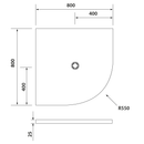 Flexia zaagbare douchebak Cast Marble 80×80 cm Kwartrond Wit