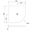 Flexia zaagbare douchebak Cast Marble 90×90 cm Kwartrond Wit