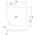 Flexia zaagbare douchebak Cast Marble 90×80 Rechts Kwartrond Wit