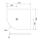 Flexia zaagbare douchebak Cast Marble 110×80 Rechts Kwartrond Wit