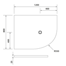 Flexia zaagbare douchebak Cast Marble 120×80 Links Kwartrond Wit