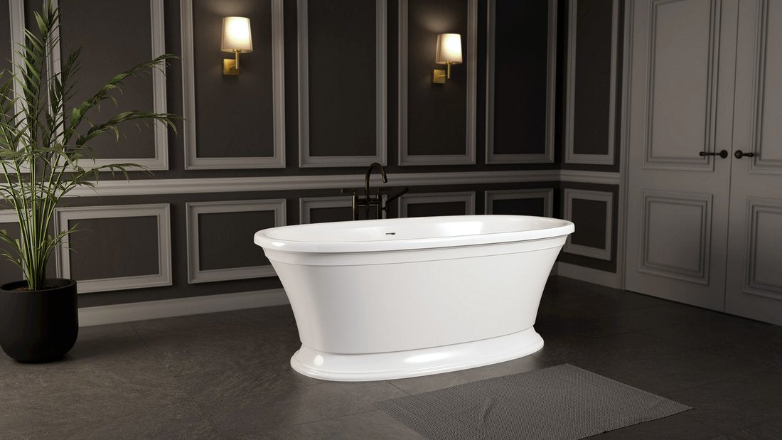 Velia Cast Marble Retro Vrijstaand Ligbad 167x83x62,5 Wit