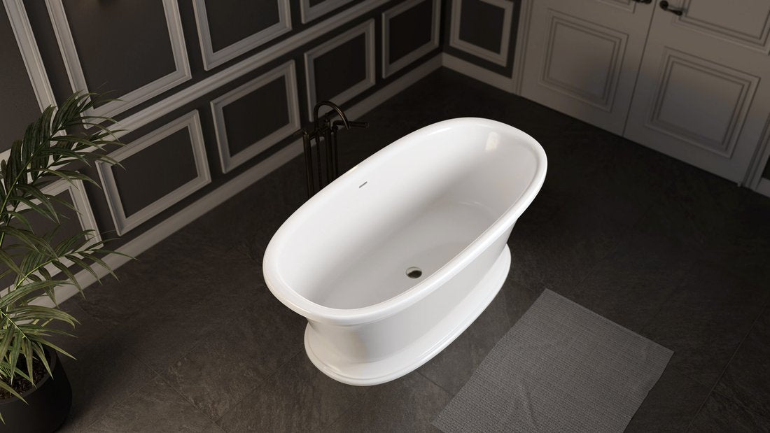 Velia Cast Marble Retro Vrijstaand Ligbad 167x83x62,5 Wit