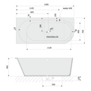 Sussi Vrijstaand Hoekbad 150x70x49,5cm Cast Marble Links Wit
