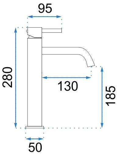 Wastafel Sofia Black White + kraan Lungo Black High + universele plug zwart - View 5