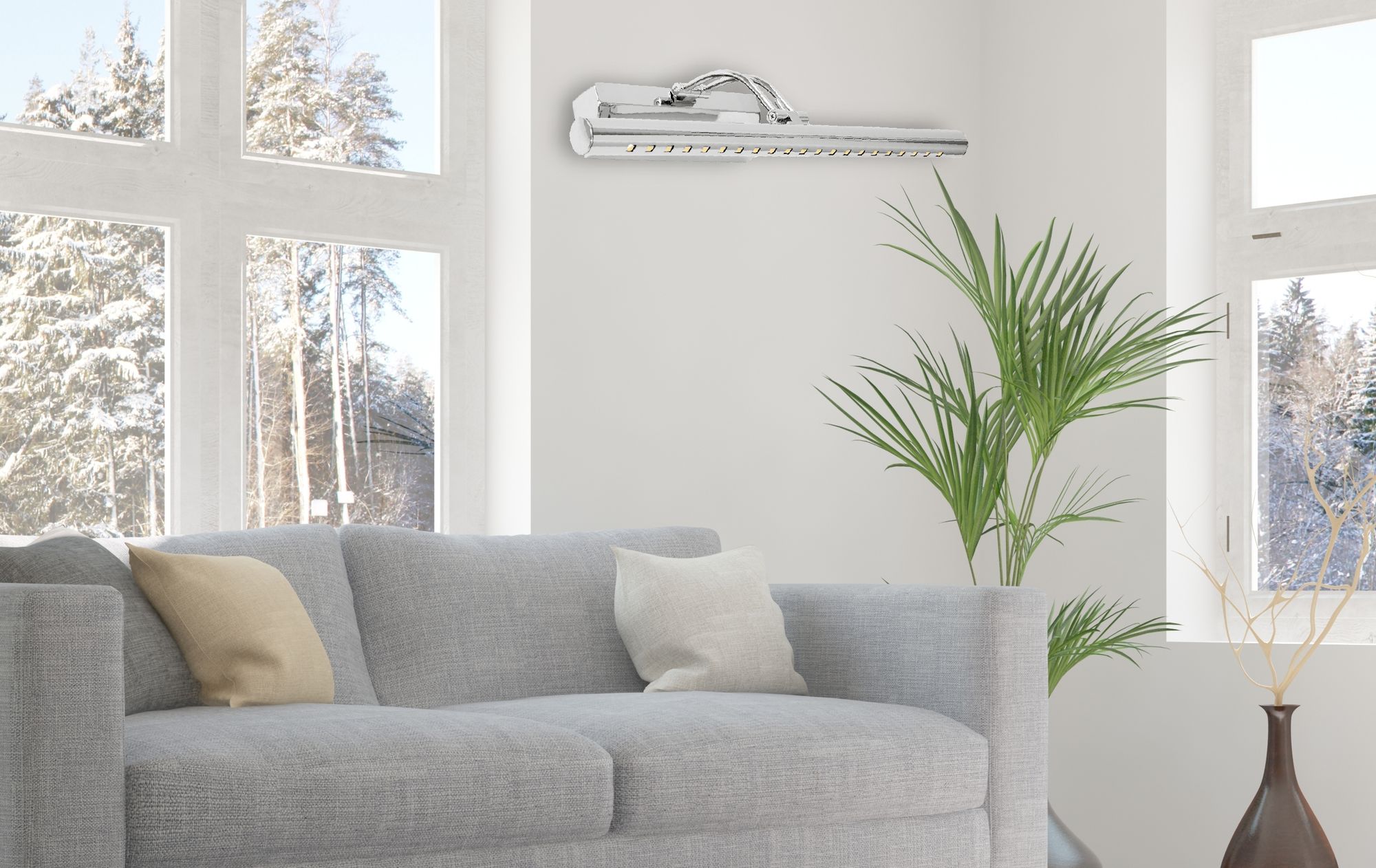 Wandlamp, Azuurblauwe leidde Boven een spiegel 5W 40cm App364-1W Chrome