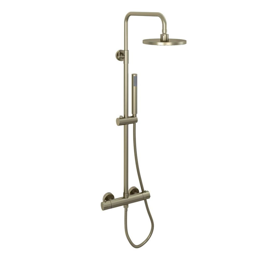 Eastbrook Meriden Ronde Thermostatische Telescopische Doucheset met Handdouche Geborsteld Messing (goud)