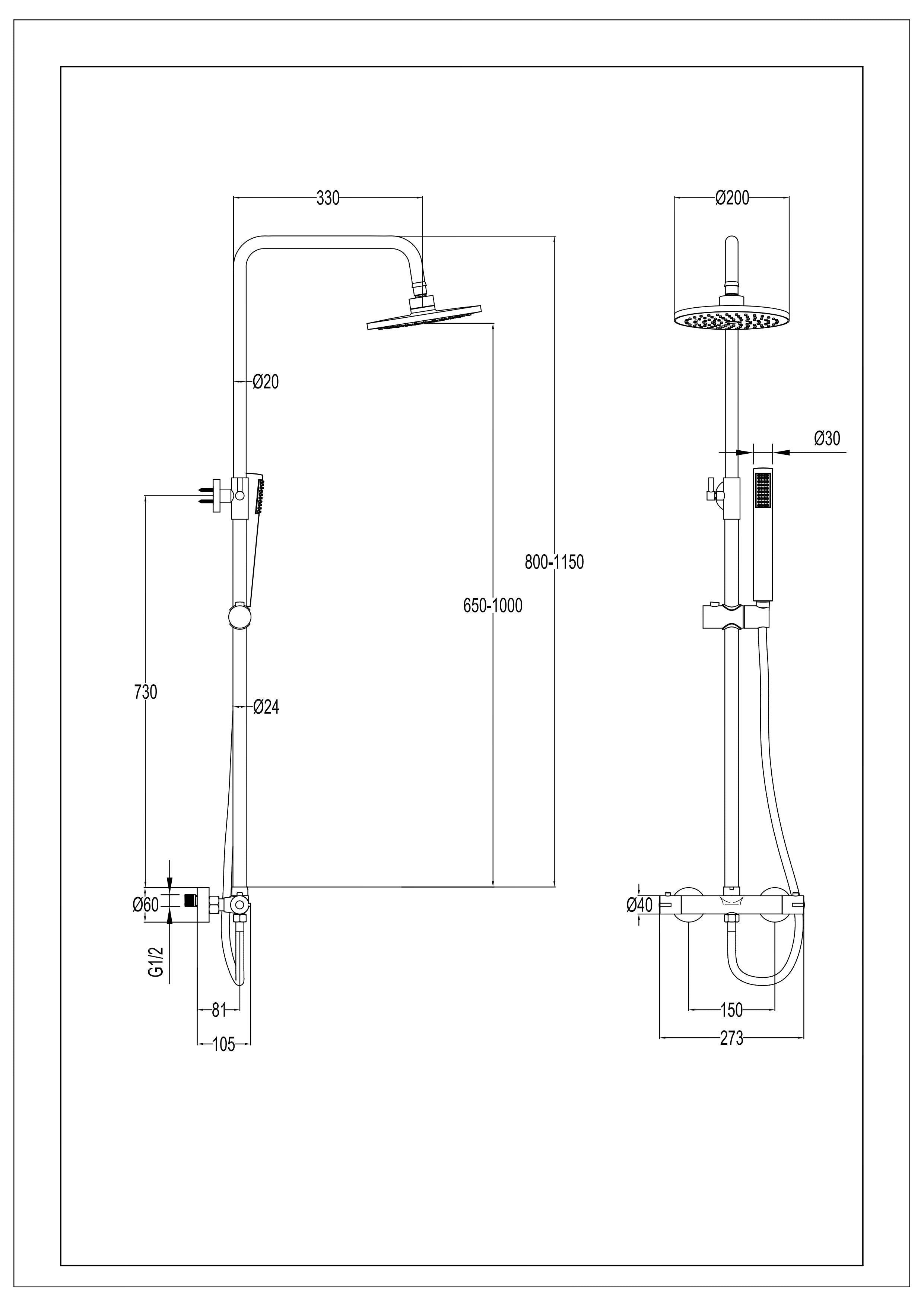 Eastbrook Meriden Ronde Thermostatische Telescopische Doucheset met Handdouche Geborsteld Messing (goud)