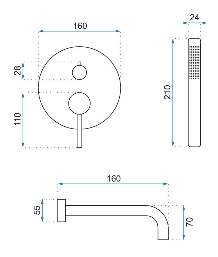 Inbouw badmengkraan Rea Lungo Chrom + BOX - View 5