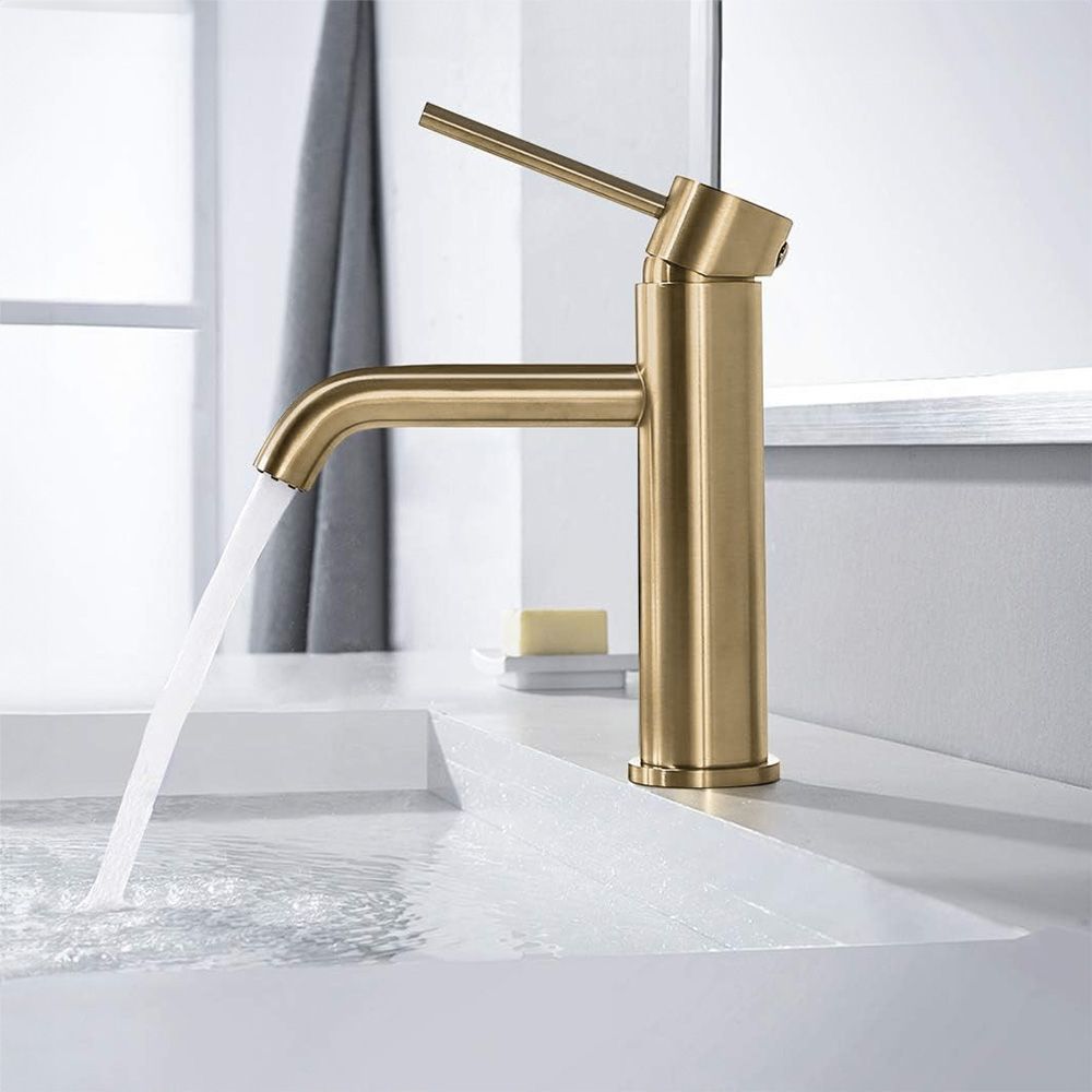 Wastafelkraan Rea Lungo Gold Brush Low
