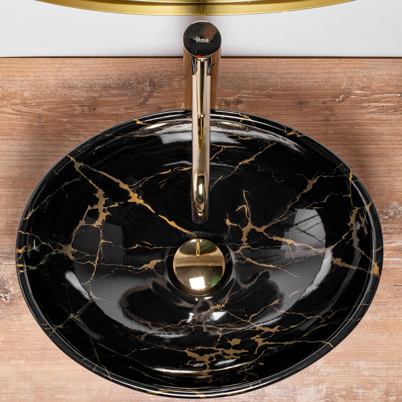 Opzetwastafel Rea Sofia Black Marble Shiny - View 3