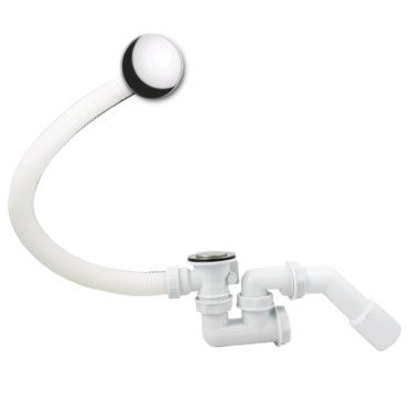 Bad afvoer combinatie met overloop en afvoerplug klikwaste Chroom/Mat Zwart