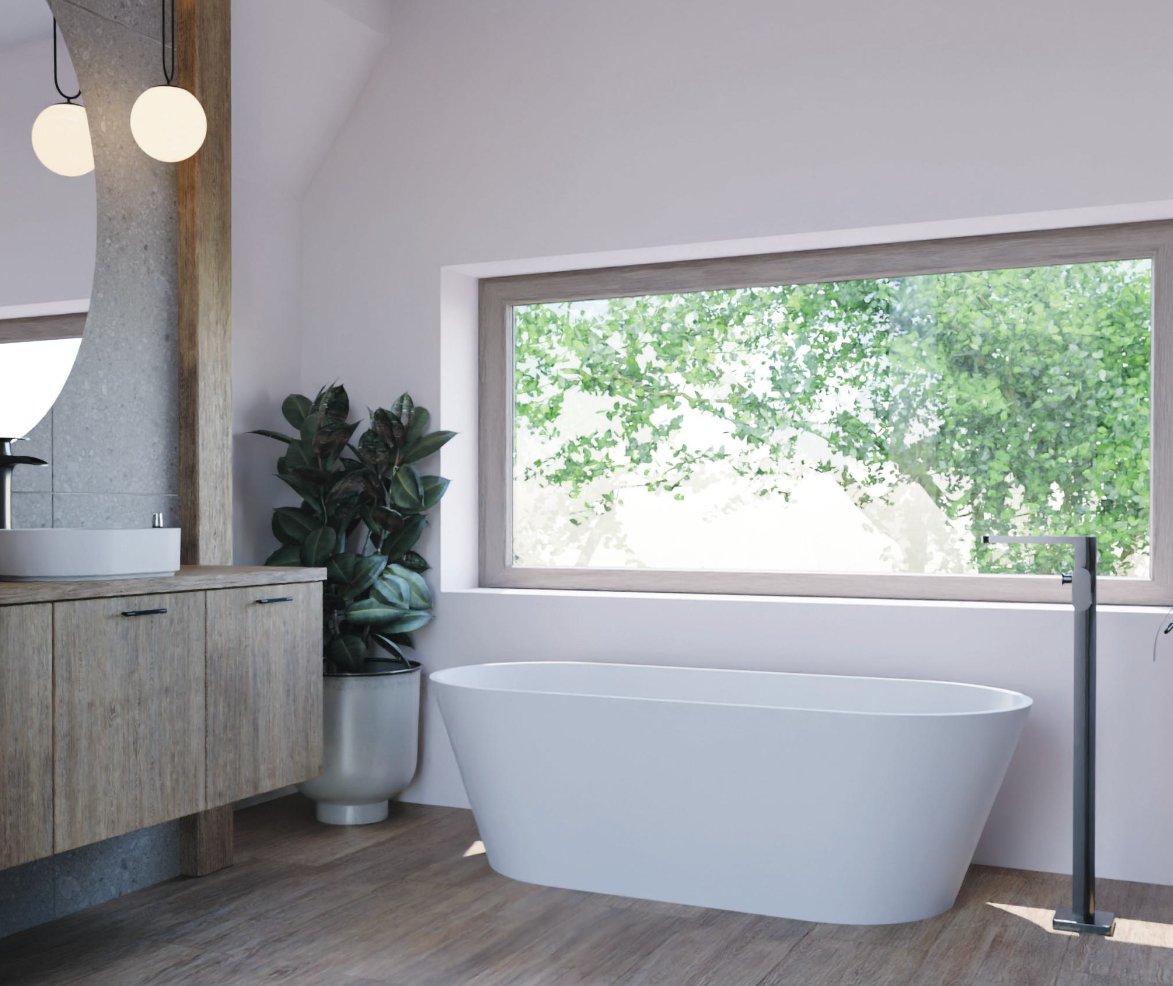 Arcqua Pinto Vrijstaand Ligbad Mat Wit Cast Marble