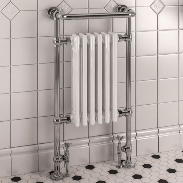 Isbourne Retro Handdoekradiator 94 x 50,7 cm Chroom / Wit Hoogglans