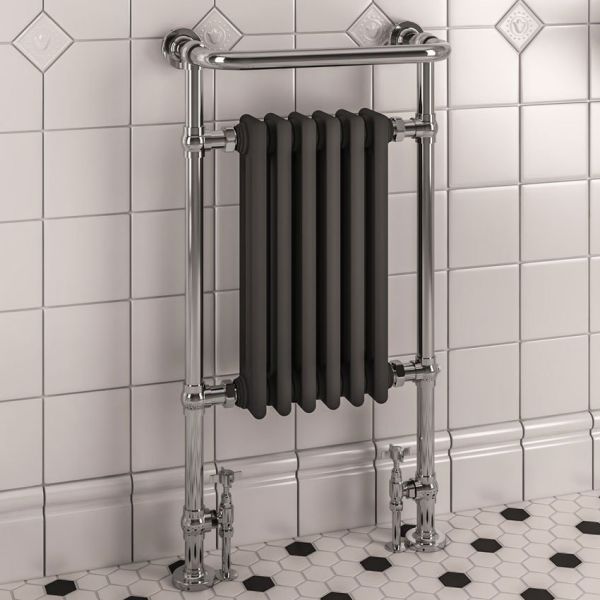 Isbourne Retro Handdoekradiator 94 x 50,7 cm Chroom / Mat Antraciet