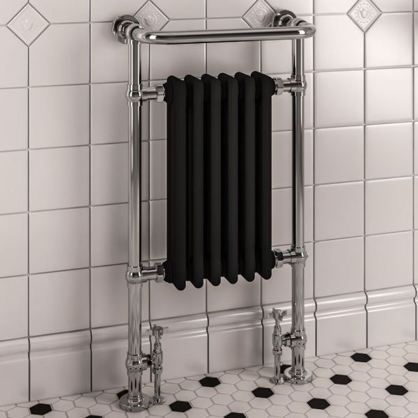 Isbourne Retro Handdoekradiator 94 x 50,7 cm Chroom / Mat Zwart