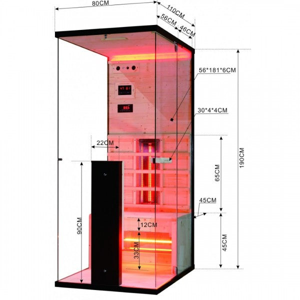 Infrarood sauna voor 1 persoon Billund 110x80x190cm 1350 Watt