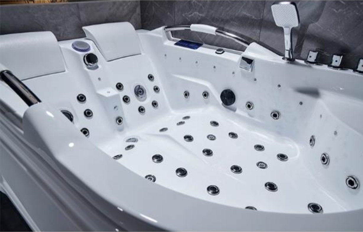 Zijaanzicht met de vorm van de kuip van Whirlpoolbad Kerra VENEZIA NOWA Wit 180 x 120 cm