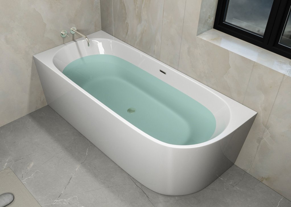 Sanotechnik Porto hoekbad back to Wall 170x75cm