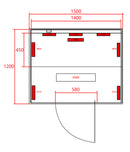3-persoons Infrarood sauna Open 150x120x200 2385 Watt