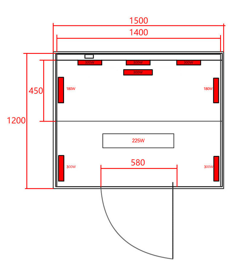 3-persoons Infrarood sauna Open 150x120x200 2385 Watt