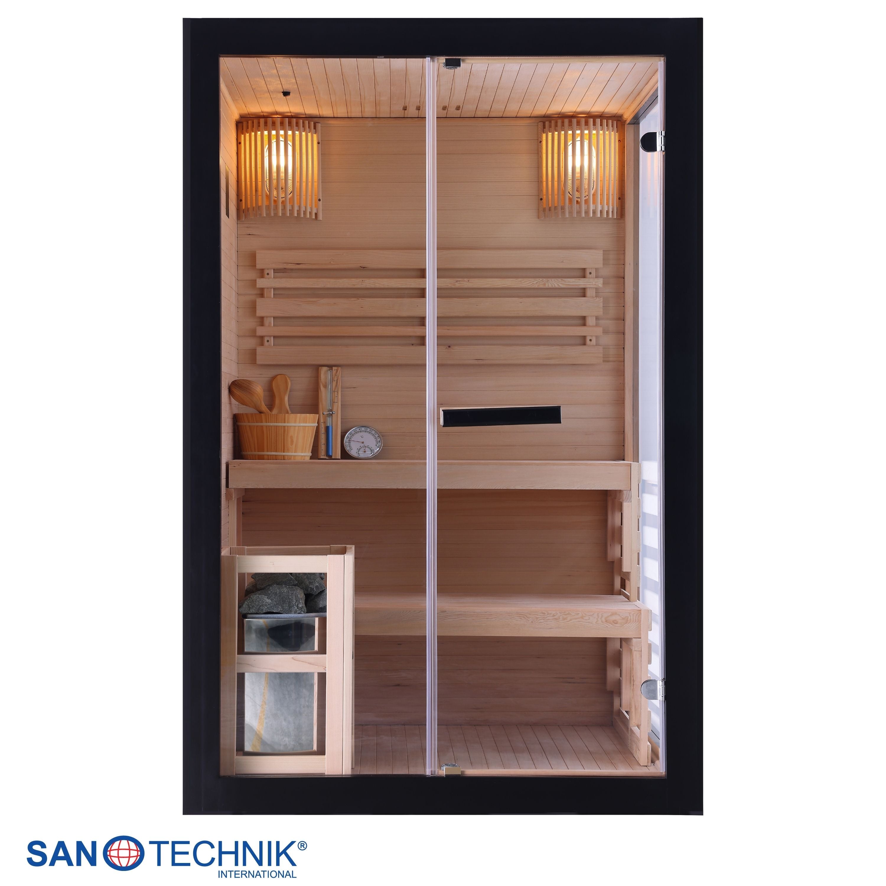 Sanotechnik Panorama Black Finse Sauna voor 2 personen 130x120x200 cm
