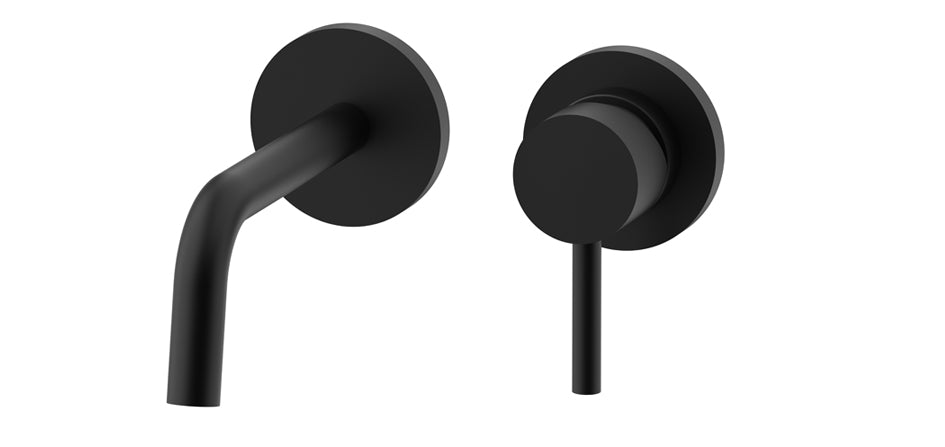 Paffoni Light Inbouw Wastafelkraan Met Uitloop 175 mm en 2 Rosetten Ø 70 mm Mat Zwart