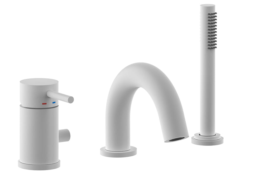 Paffoni Light 3-gats Badmengkraan Voor Baddrandmontage Met Uitloop en Handdouche Mat Wit