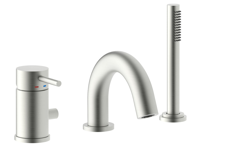 Paffoni Light 3-gats Badmengkraan Voor Baddrandmontage Met Uitloop en Handdouche RVS