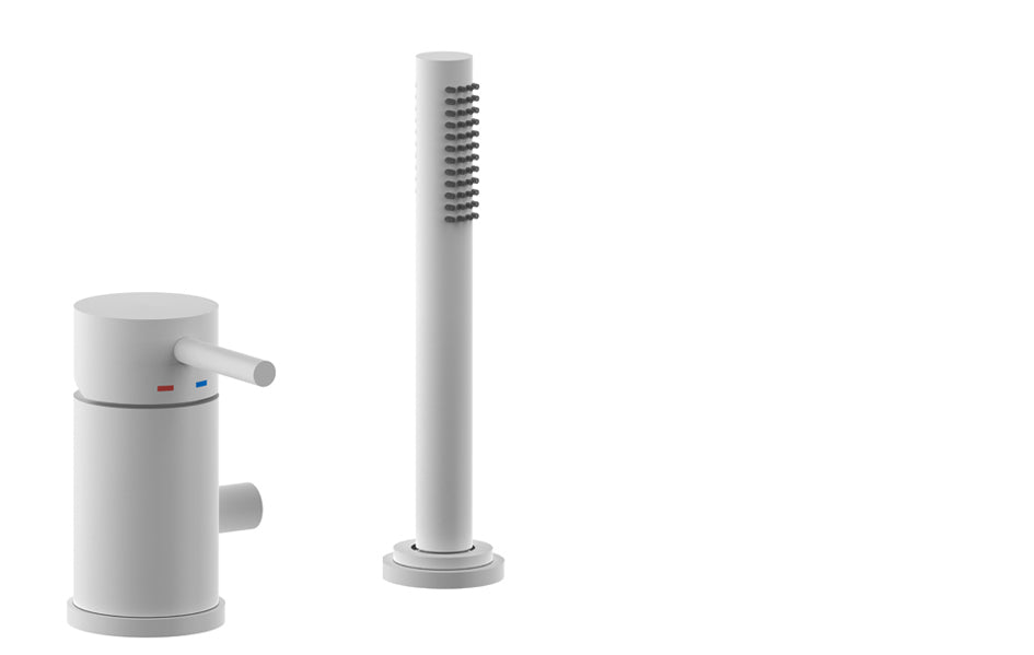 Paffoni Light 2-gats Badmengkraan Voor Baddrandmontage Zonder Uitloop Met Uittrekbare Handdouche Mat Wit