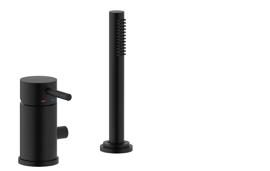 Paffoni Light 2-gats Badmengkraan Voor Baddrandmontage Zonder Uitloop Met Uittrekbare Handdouche Mat Zwart
