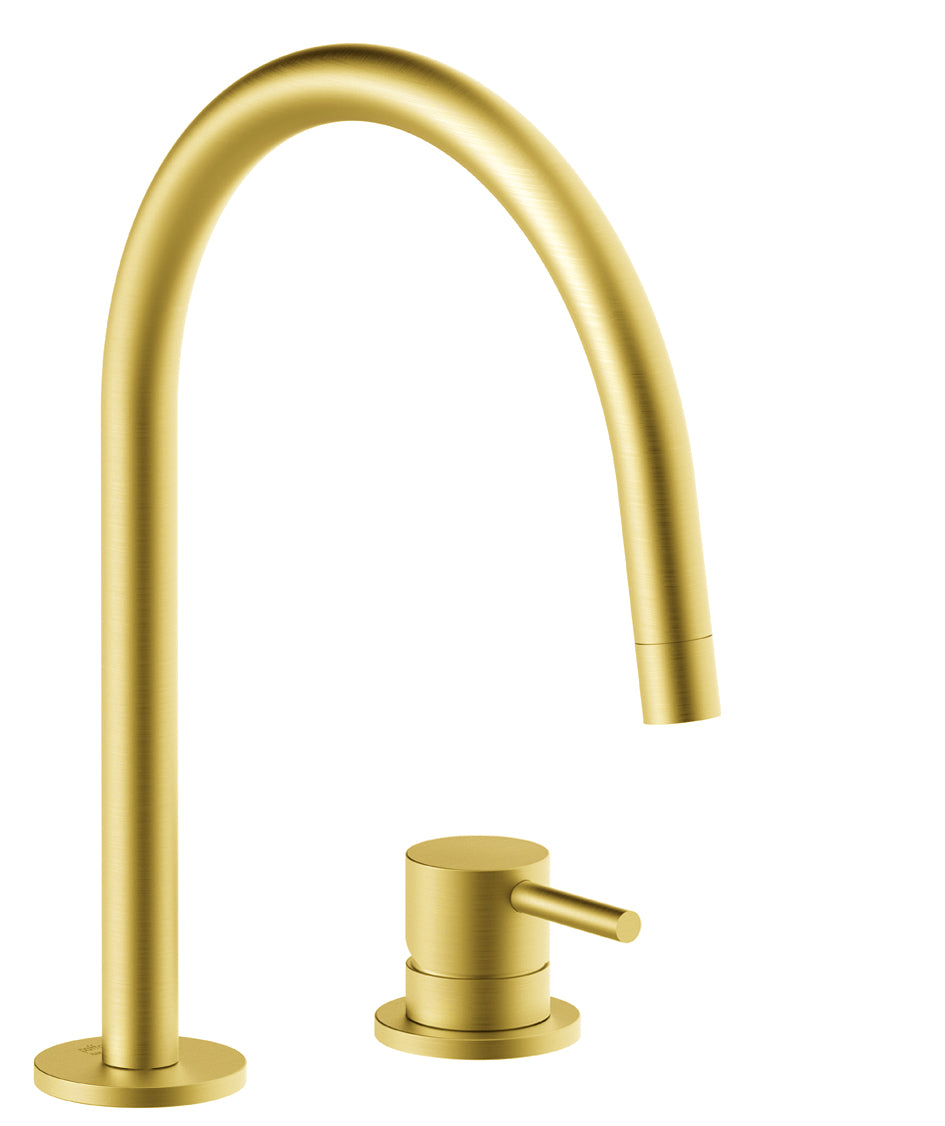 Paffoni Light 2-gats Wastafelkraan Zonder Afvoerplug Geborsteld Honing Goud