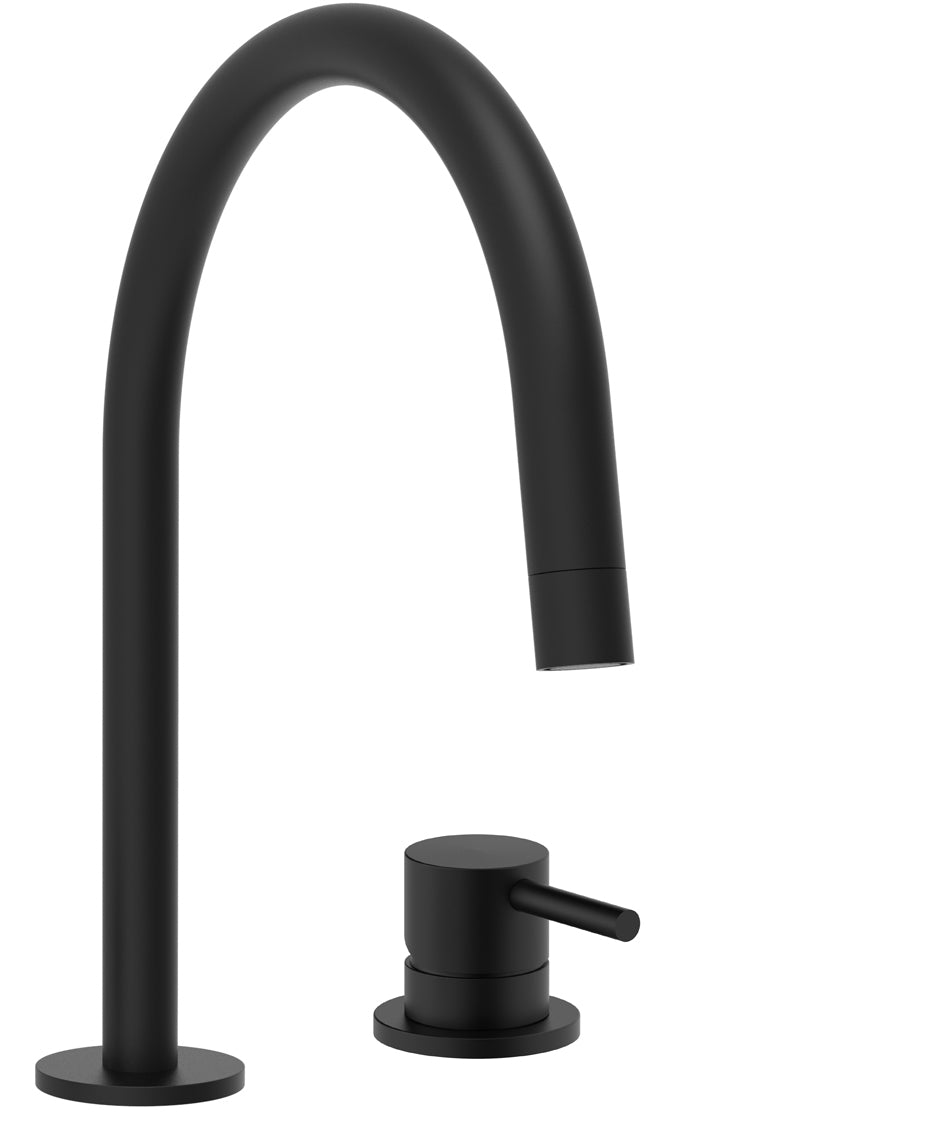 Paffoni Light 2-gats Wastafelkraan Met Clic-Clac Afvoerplug Mat Zwart