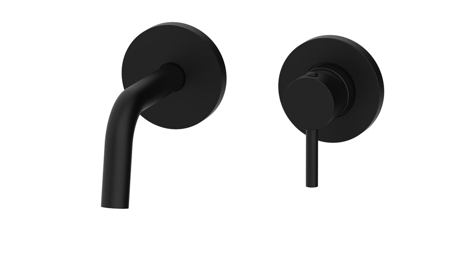 Paffoni Light Inbouw Wastafelkraan Met Uitloop 123 mm en 2 Rosetten Ø 70 mm Mat Zwart