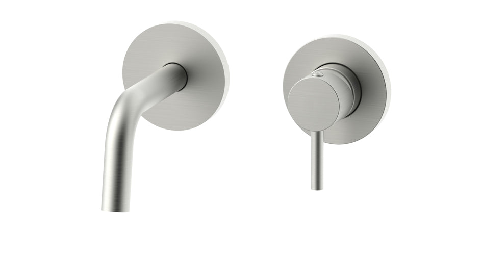 Paffoni Light Inbouw Wastafelkraan Met Uitloop 123 mm en 2 Rosetten Ø 70 mm RVS