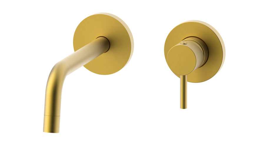 Paffoni Light Inbouw Wastafelkraan Met Uitloop 178 mm en 2 Rosetten Ø 70 mm Geborsteld Honing Goud