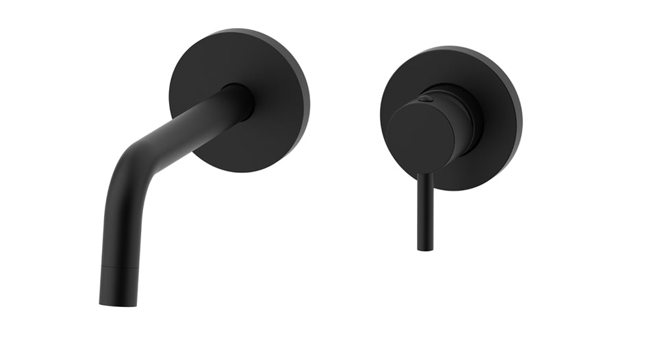 Paffoni Light Inbouw Wastafelkraan Met Uitloop 178 mm en 2 Rosetten Ø 70 mm Mat Zwart