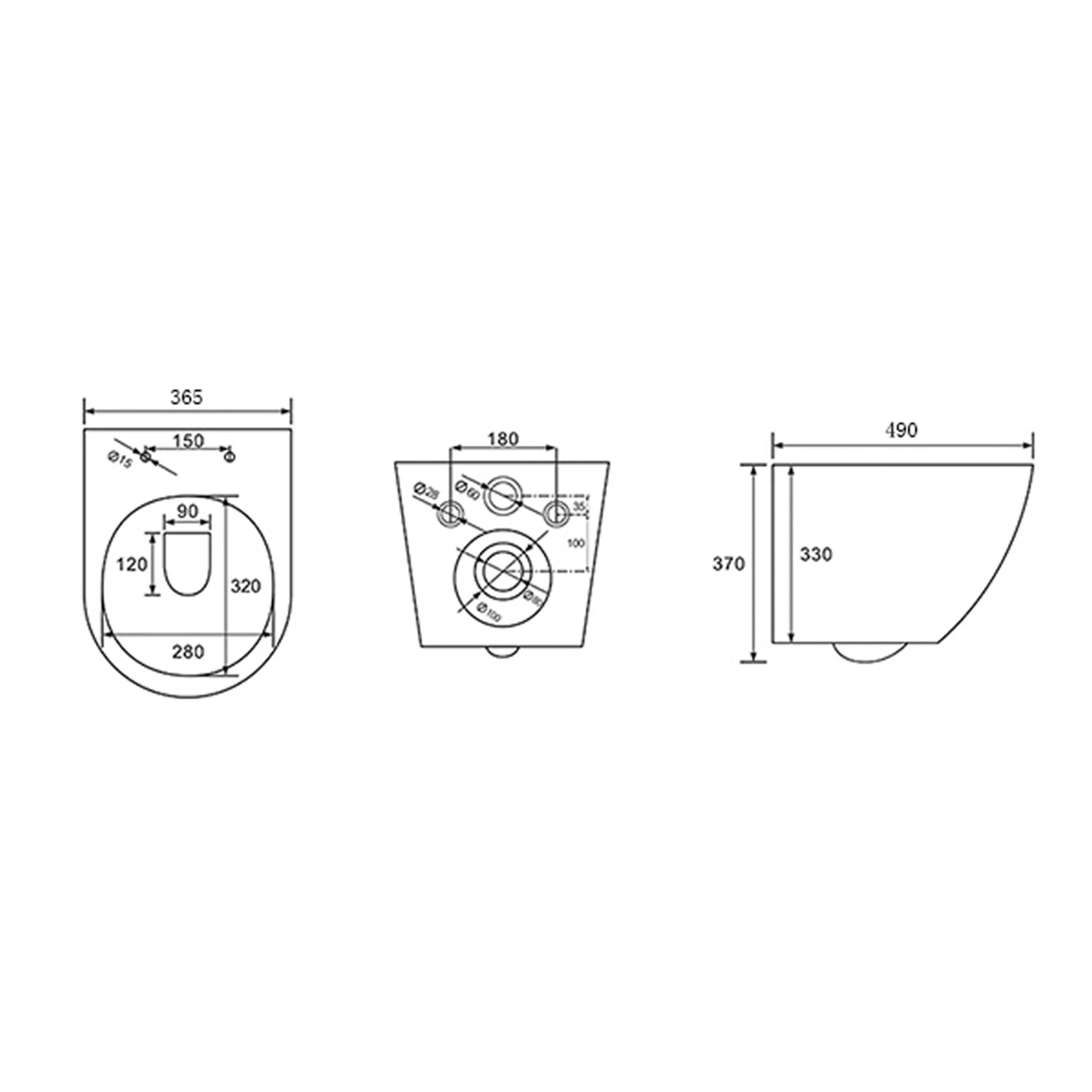 Verkort Rimless Wandtoilet 49Cm Boedapest Glans Wit Inclusief Zitting
