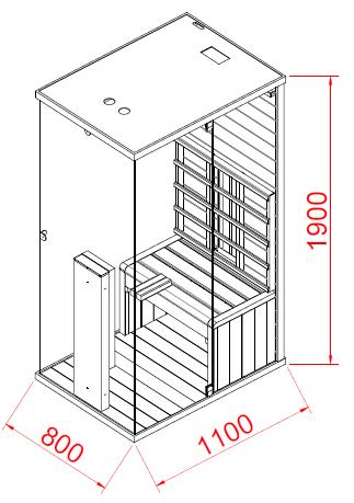 Infrarood sauna voor 1 persoon Billund 110x80x190cm 1350 Watt