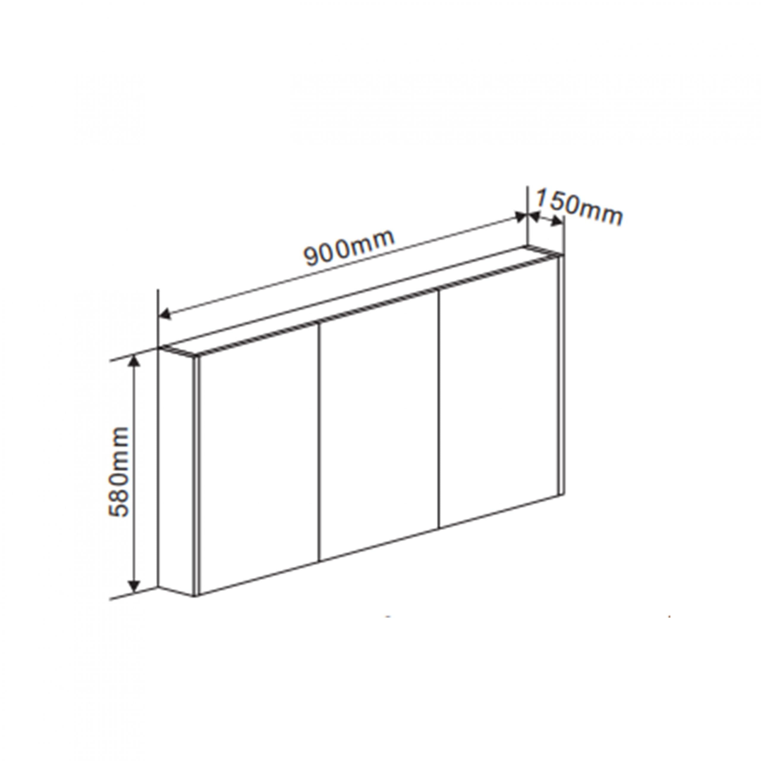 Spiegelkast Leeds 90cm Mat Zwart