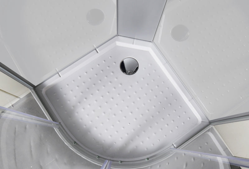 Relax wit gesloten douchecabine 90x90x215 kitvrij kwartrond