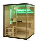 Sauna LUXOR 2 – voor 3 personen, met 6 kW Harvia-oven en veiligheidsglasfront