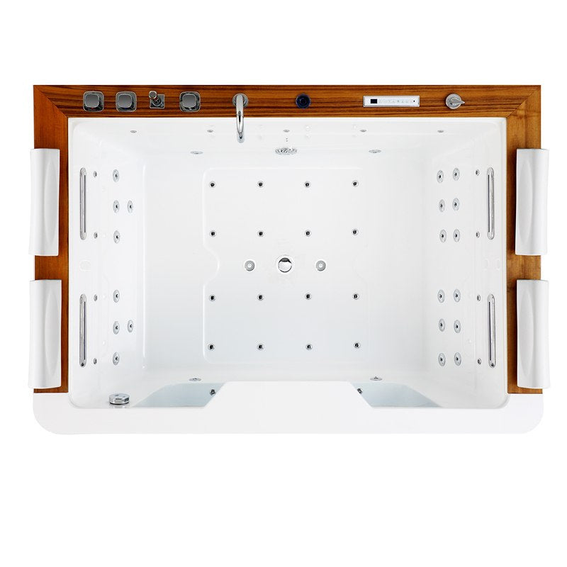 Zijaanzicht met de vorm van de kuip van Whirlpoolbad Zefir met verwarming Wit 192 x 131 cm